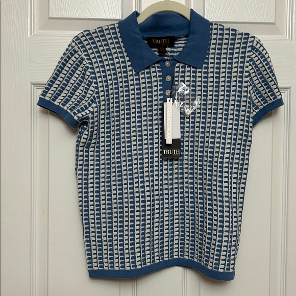 Truth by Republic Blue Patterned Polo Shirt - Picture 3 of 4